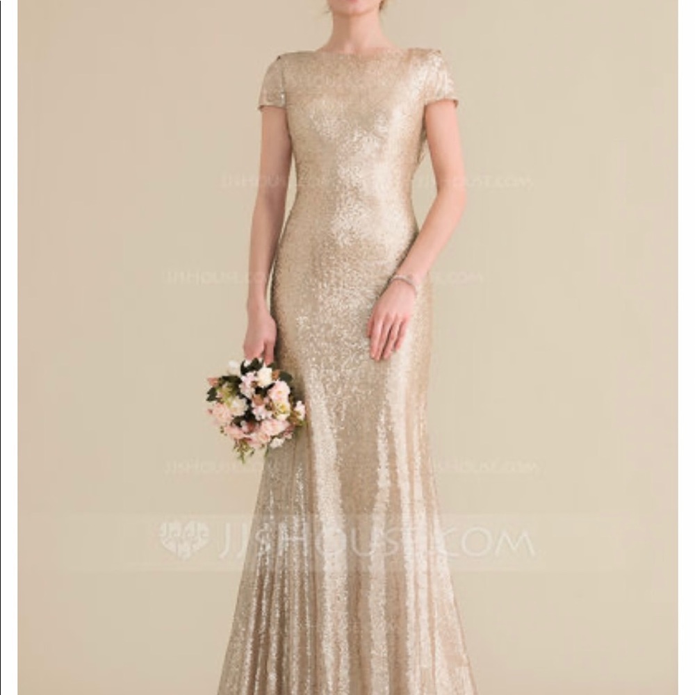 Champagne & Gold Sequins, Full length Sz 4